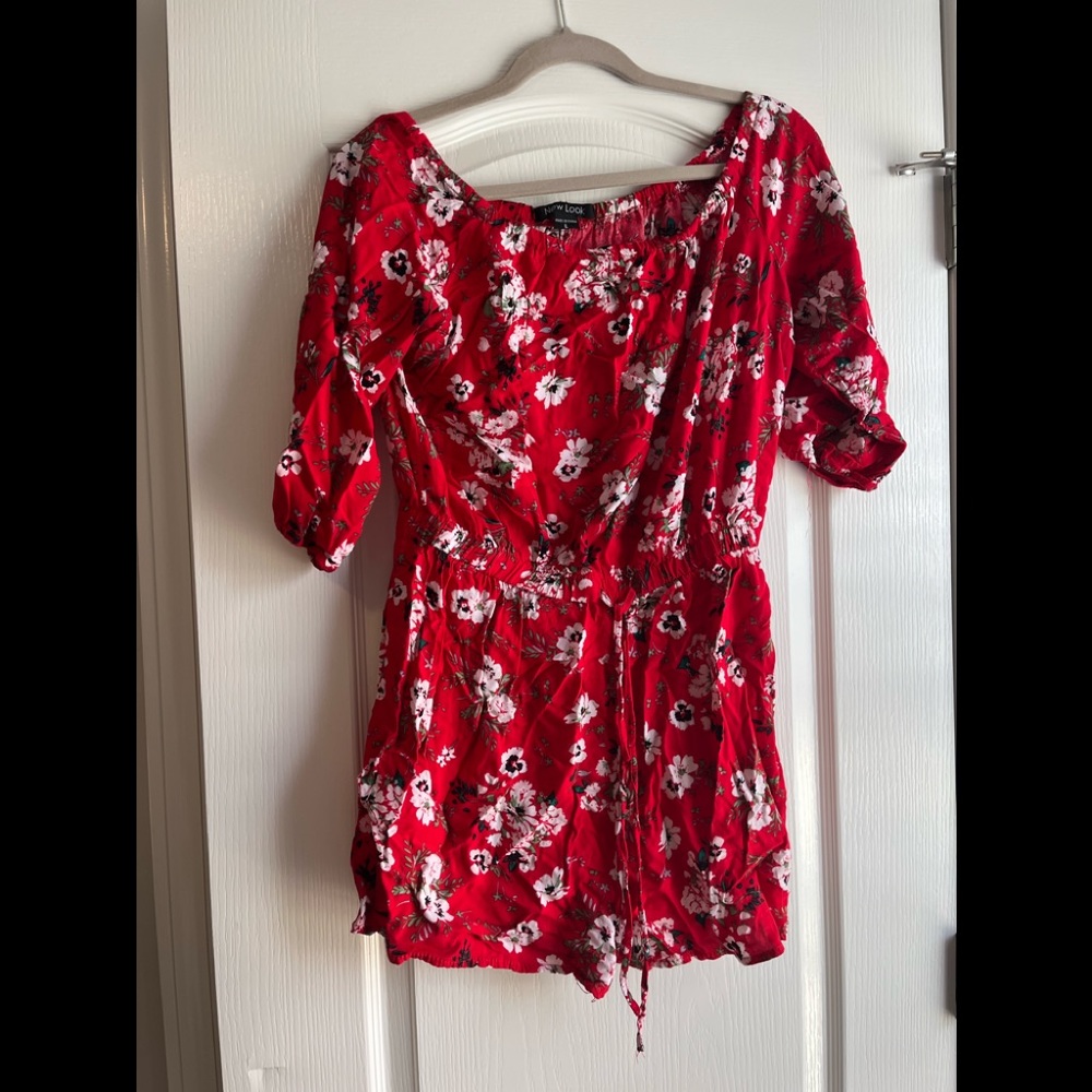 Floral Red Romper